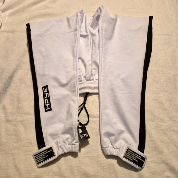 Pidogym Limited Edition white with black accents men's XL slim fit jogging pants - Picture 4 of 16